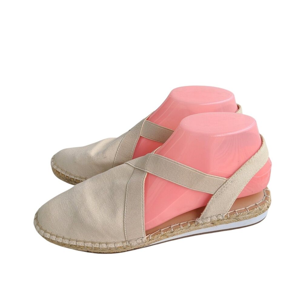 Lucky Brand Rifka Canvas Espadrille Sandals 8M Flats Slingback Boho Coastal